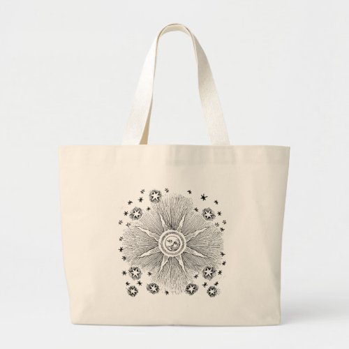 Sun Stars Antique Night Sky Medieval Zodiac Large Tote Bag