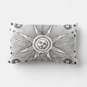 Sun Stars Antique Night Sky Medieval Zodiac Lumbar Pillow
