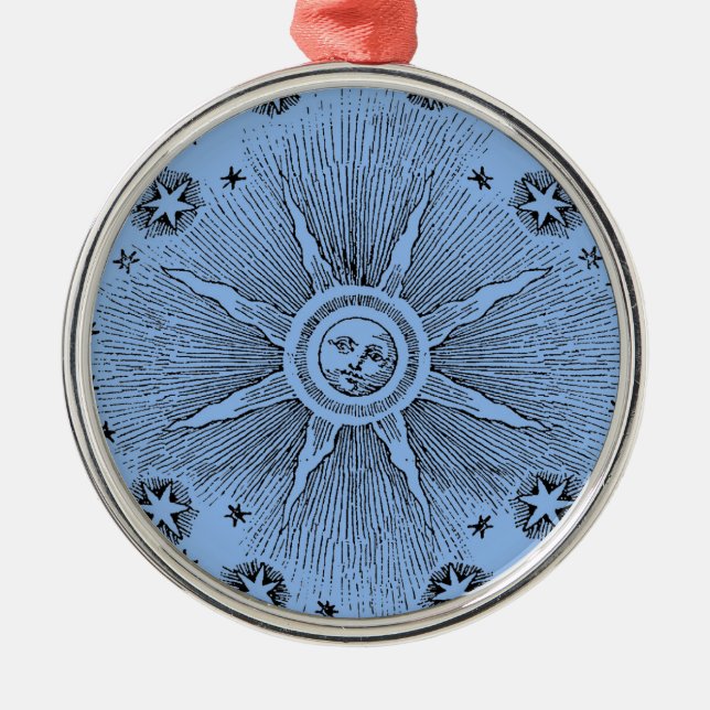 Sun Stars Antique Night Sky Medieval Zodiac Metal Ornament (Front)