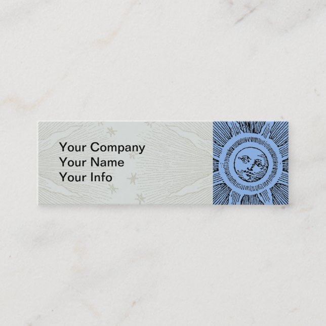 Sun Stars Antique Night Sky Medieval Zodiac Mini Business Card (Front)