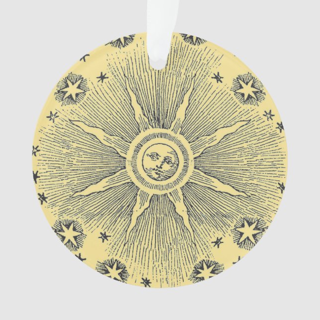 Sun Stars Antique Night Sky Medieval Zodiac Ornament (Front)