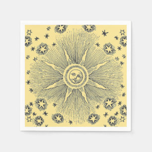 Sun Stars Antique Night Sky Medieval Zodiac Paper Napkins