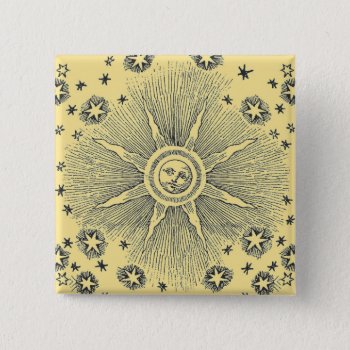 Sun Stars Antique Night Sky Medieval Zodiac Pinback Button by antiqueart at Zazzle