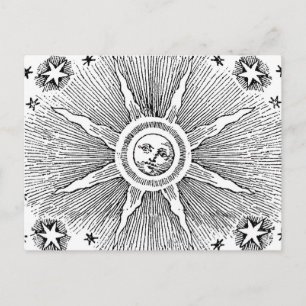 Sun Stars Antique Night Sky Medieval Zodiac Postcard