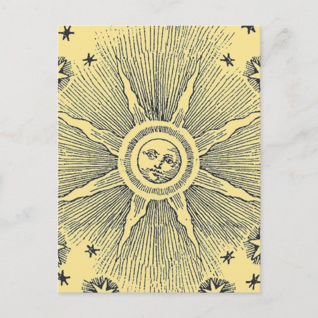 Sun Stars Antique Night Sky Medieval Zodiac Postcard (Front)