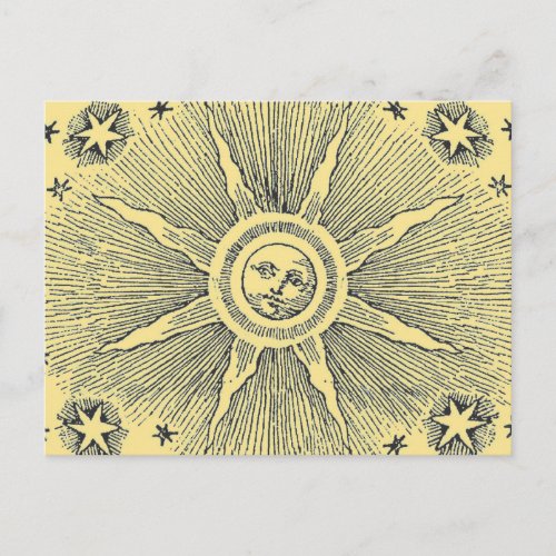Sun Stars Antique Night Sky Medieval Zodiac Postcard