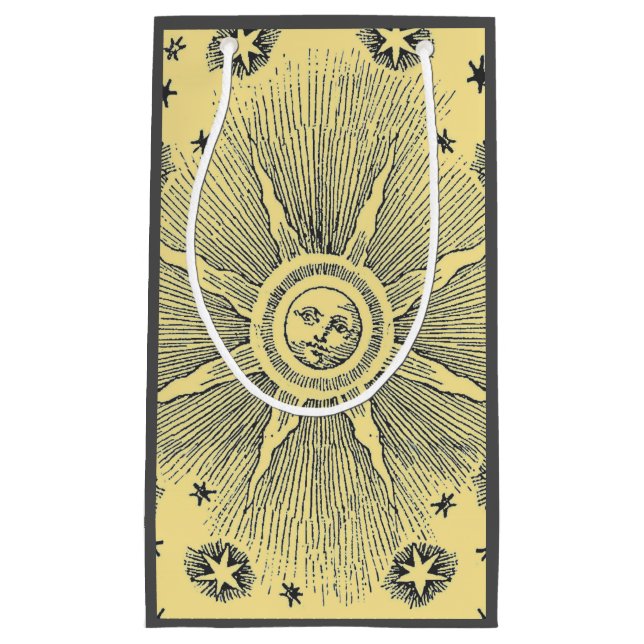 Sun Stars Antique Night Sky Medieval Zodiac Small Gift Bag (Front)