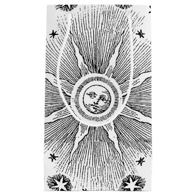 Sun Stars Antique Night Sky Medieval Zodiac Small Gift Bag (Front)