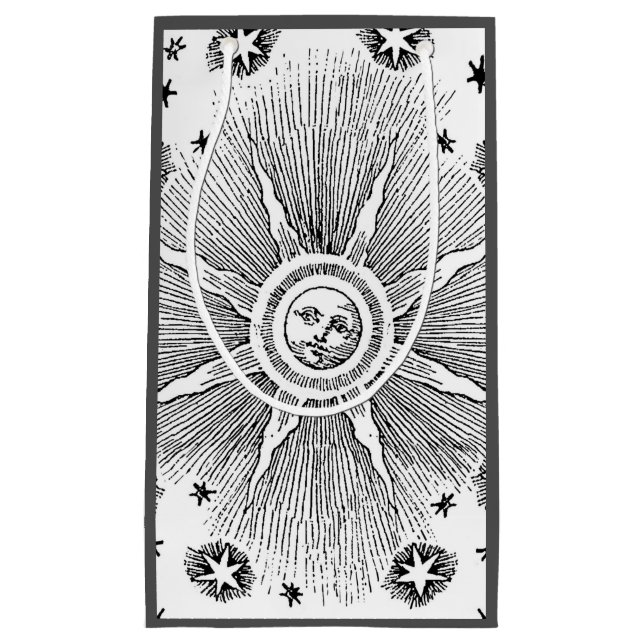 Sun Stars Antique Night Sky Medieval Zodiac Small Gift Bag (Front)