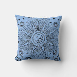Sun Stars Antique Night Sky Medieval Zodiac Throw Pillow