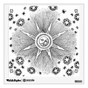 Sun Stars Antique Night Sky Medieval Zodiac Wall Sticker