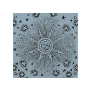 Sun Stars Antique Night Sky Medieval Zodiac Wood Wall Decor