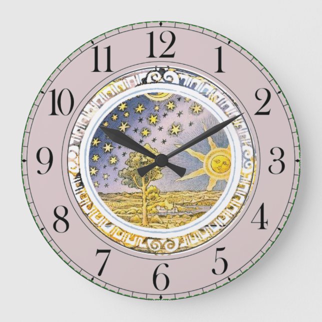 Sun Stars Celestial Lavender  Large Clock (Front)