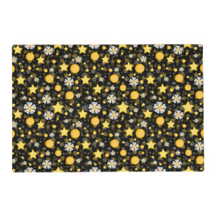 Sun Stars Flowers Glitters Pattern Design Placemat