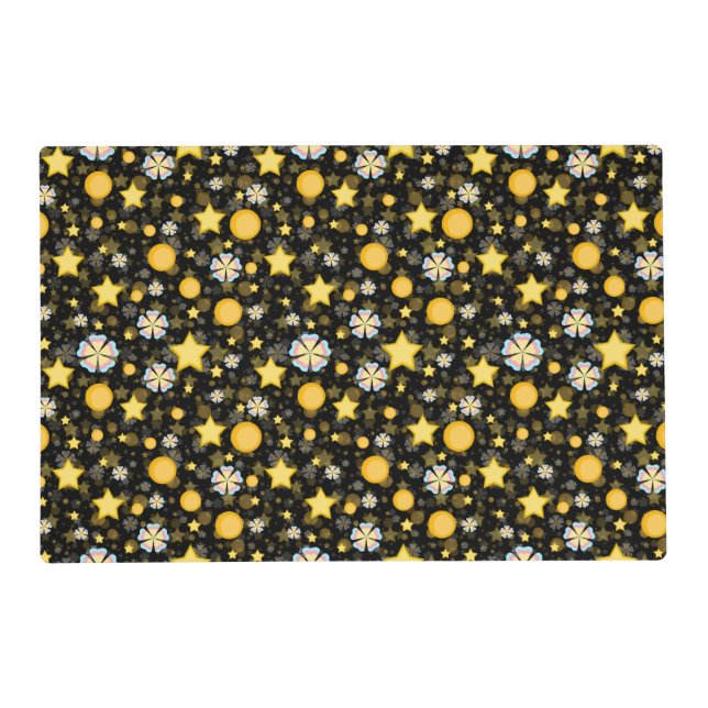Sun Stars Flowers Glitters Pattern Design  Placemat (Front)