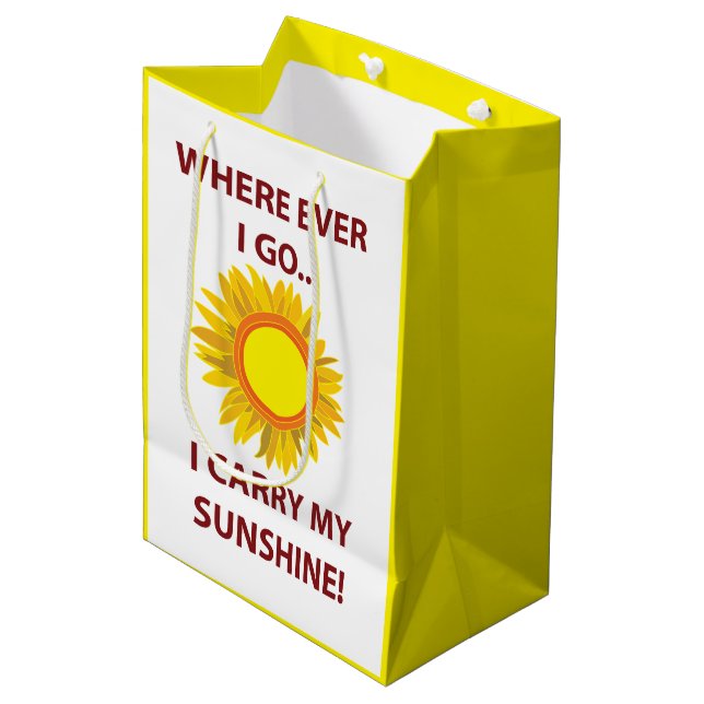 Sun Sunflower Sunshine  Medium Gift Bag (Front Angled)