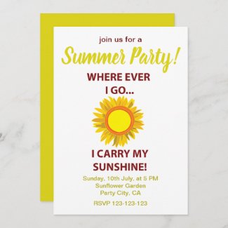 Sun Sunflower Sunshine Summer Party