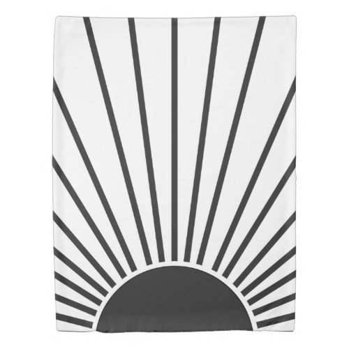 Sun Sunrise Black And White Abstract Sunshine Duvet Cover