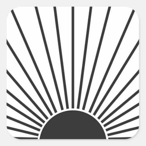 Sun Sunrise Black And White Abstract Sunshine Square Sticker