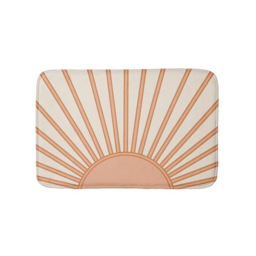 Sun Sunrise Earth Tones Terracotta Retro Sunshine Bath Mat