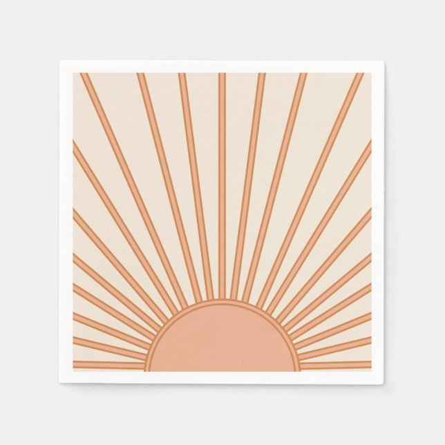 Sun Sunrise Earth Tones Terracotta Retro Sunshine Napkins (Front)