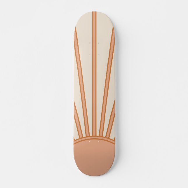Sun Sunrise Earth Tones Terracotta Retro Sunshine Skateboard (Front)