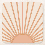 Sun Sunrise Earth Tones Terracotta Retro Sunshine Square Paper Coaster<br><div class="desc">Sun Print – beige and earth tones - Sunshine,  Modern Abstract Geometric Sunrise.</div>