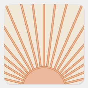 Sun Sunrise Earth Tones Terracotta Retro Sunshine Square Sticker