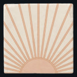Sun Sunrise Earth Tones Terracotta Retro Sunshine Stone Coaster<br><div class="desc">Sun Print – beige and earth tones - Sunshine,  Modern Abstract Geometric Sunrise.</div>
