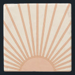 Sun Sunrise Earth Tones Terracotta Retro Sunshine Stone Coaster<br><div class="desc">Sun Print – beige and earth tones - Sunshine,  Modern Abstract Geometric Sunrise.</div>