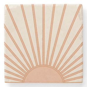 Sun Sunrise Earth Tones Terracotta Retro Sunshine Stone Coaster
