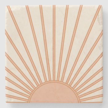 Sun Sunrise Earth Tones Terracotta Retro Sunshine Stone Coaster by dailyreginadesigns at Zazzle