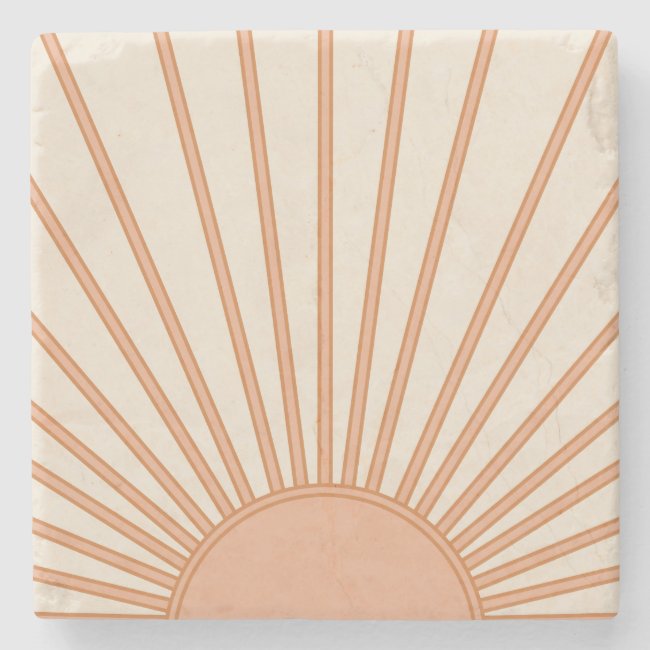 Sun Sunrise Earth Tones Terracotta Retro Sunshine Stone Coaster