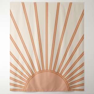 Sun Sunrise Earth Tones Terracotta Retro Sunshine Tapestry