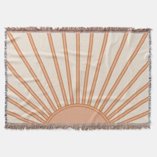 Sun Sunrise Earth Tones Terracotta Retro Sunshine Throw Blanket