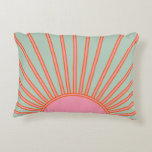 Sun Sunrise Green And Pink Abstract Retro Sunshine Accent Pillow<br><div class="desc">Sun Print – Aqua / teal / green and pink - Sunshine,  Modern Abstract Geometric Sunrise.</div>