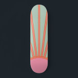 Sun Sunrise Green And Pink Abstract Retro Sunshine Skateboard<br><div class="desc">Sun Print – Aqua / teal / green and pink - Sunshine,  Modern Abstract Geometric Sunrise.</div>