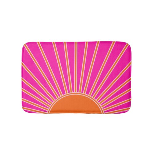 Sun Sunrise Hot Pink And Orange Preppy Sunshine Bath Mat