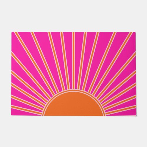 Sun Sunrise Hot Pink And Orange Preppy Sunshine Doormat