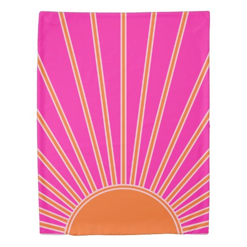 Sun Sunrise Hot Pink And Orange Preppy Sunshine Duvet Cover