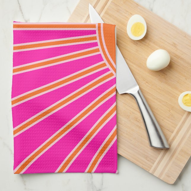Sun Sunrise Hot Pink And Orange Preppy Sunshine Kitchen Towel (Quarter Fold)