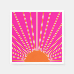 Sun Sunrise Hot Pink And Orange Preppy Sunshine Napkins
