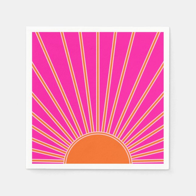 Sun Sunrise Hot Pink And Orange Preppy Sunshine Napkins (Front)