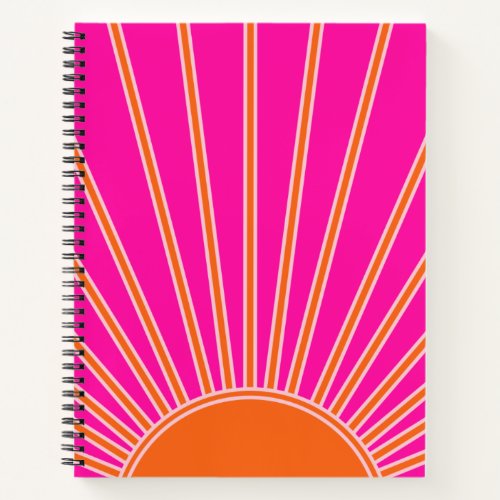 Sun Sunrise Hot Pink And Orange Preppy Sunshine Notebook
