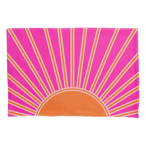 Sun Sunrise Hot Pink And Orange Preppy Sunshine Pillow Case