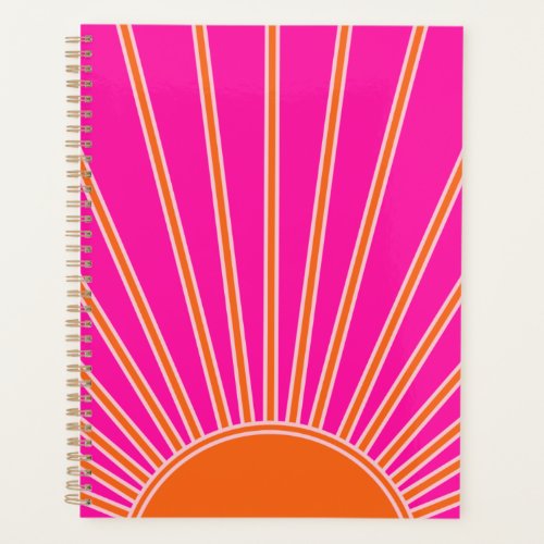 Sun Sunrise Hot Pink And Orange Preppy Sunshine Planner