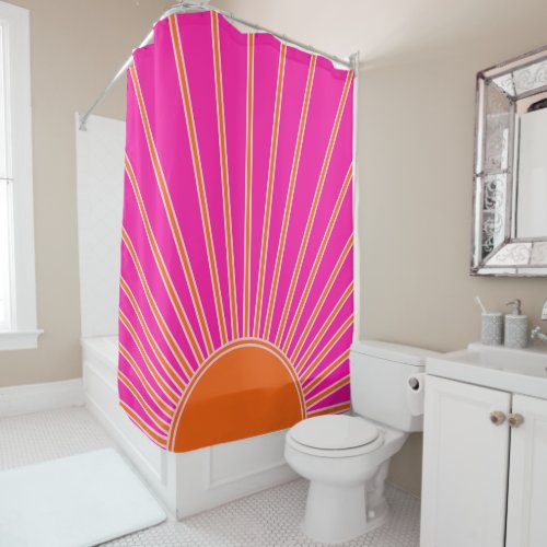 Sun Sunrise Hot Pink And Orange Preppy Sunshine Shower Curtain