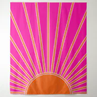 Sun Print Sunrise Hot Pink And Orange Sunshine Retro Sun Wall Art