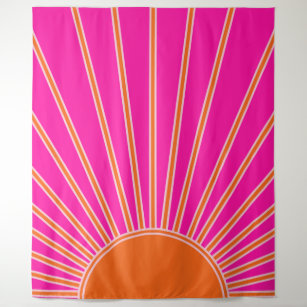 Sun Sunrise Hot Pink And Orange Preppy Sunshine Tapestry