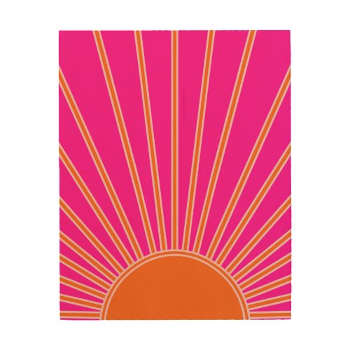 Sun Sunrise Hot Pink And Orange Preppy Sunshine Wood Wall Art